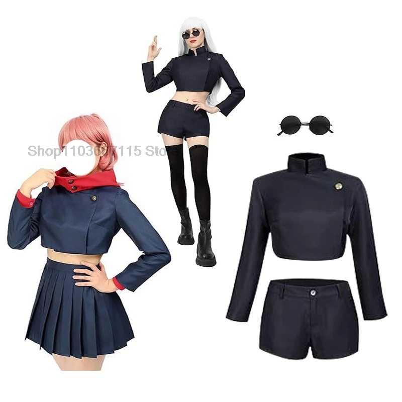 Set di costumi versione femminile Itadori Yuji Giacca con cappuccio Itadori Yuji Gonna a vita alta uniforme per costume di Halloween da donna