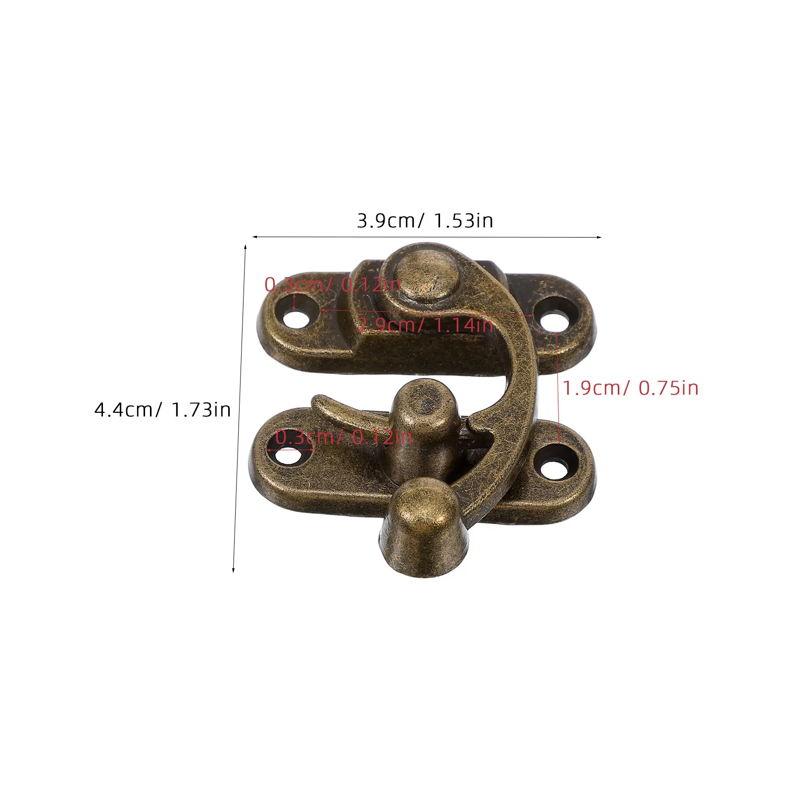 4Pcs Swing Clasp Latch Vintage Zinc Alloy Hook Retro Bronze Tone Secure Locking Mechanism for Wooden Case Latch