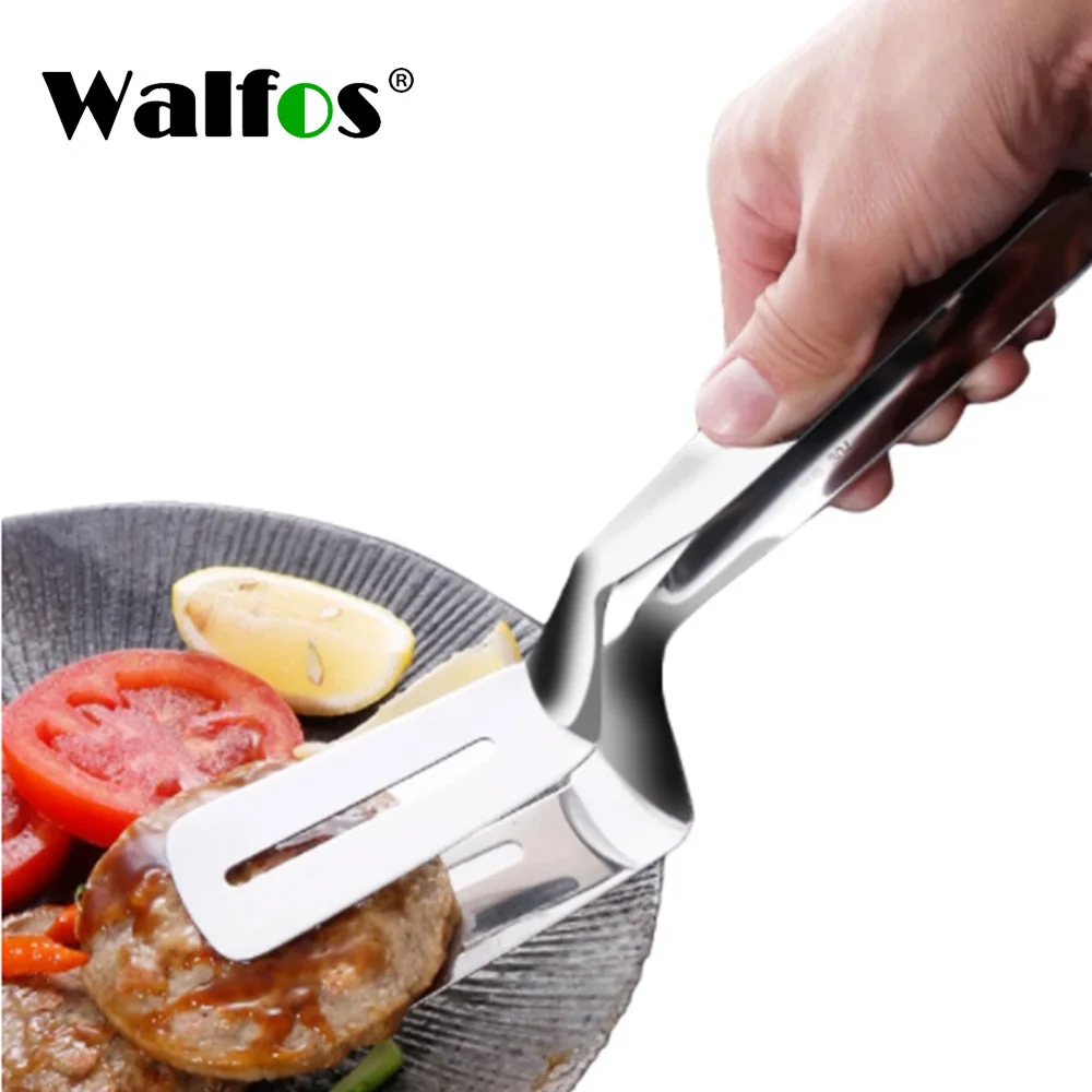 

Walfos Stainless Steel Frying Shovel Clip Multifunctional Steak Gripper BBQ Tongs Bread/Frying Fish Spatula Clip Kitchen Tool