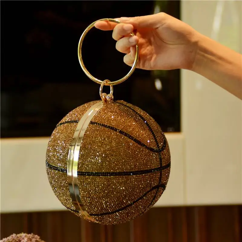 Bolso de bola Circular brillante para mujer, bolso de noche con diamantes de imitación brillantes, bolso de mano para fiesta de boda, bolso cruzado