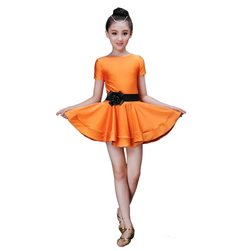 Pleated Skirt Professional Latin Dance Dress Kids Ballroom Costume Latin Dress Costume for Girls Salsa Rumba Cha Cha Tango Stage