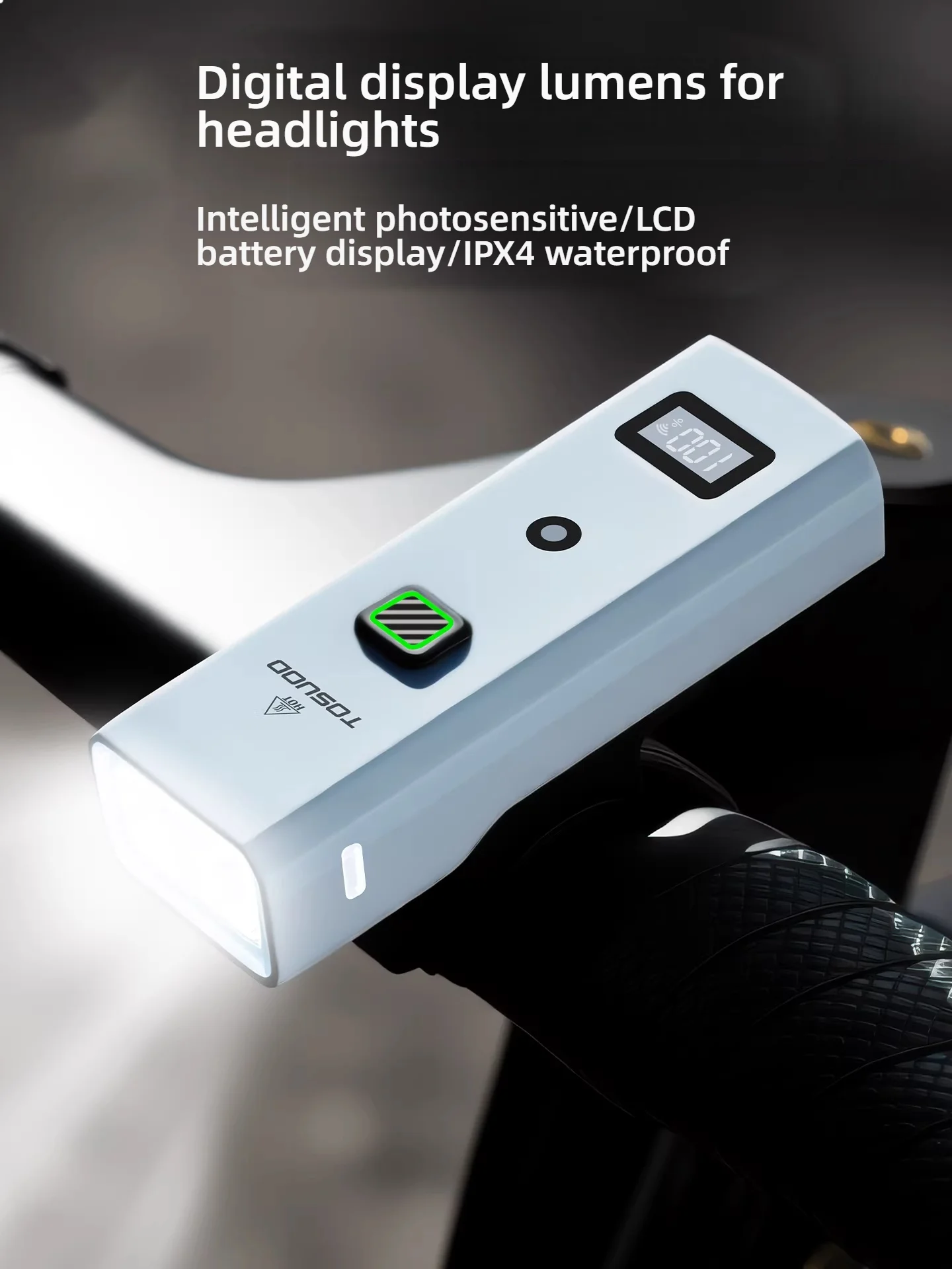 AliExpress TOSUOD Smart Light Sensor MTB Bicycle HeadLight Digital Display 4 Light Modes Cycling Bike Front Light for Outdoor Night Cycling Safety