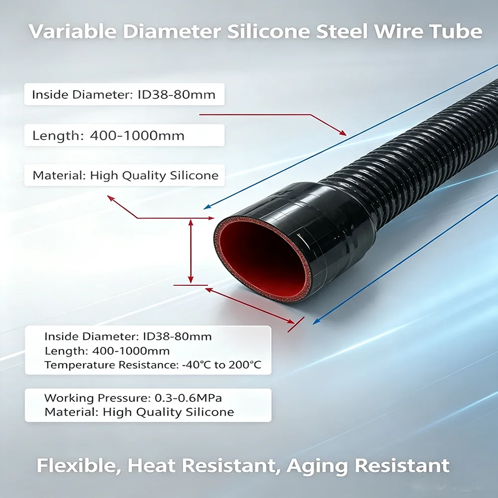 Automobile universal silicone intake pipe with steel wire braided layer cloth clip air cooling water pipe