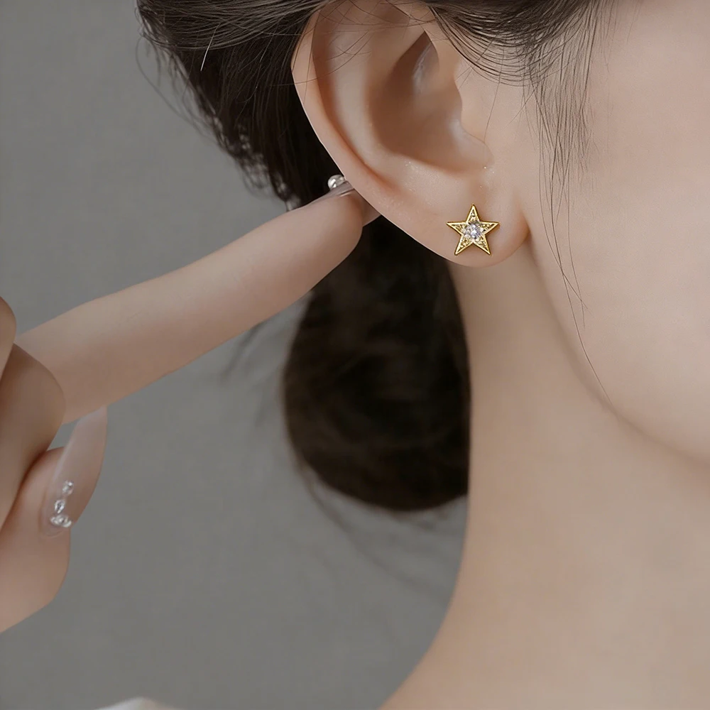 DE155 Fashion Delicacy Elegant 4A Zircon Five-Star Ear Stud GIRL\'S Gift Party Banquet WOMEN\'S Jewelry Earrings 2021