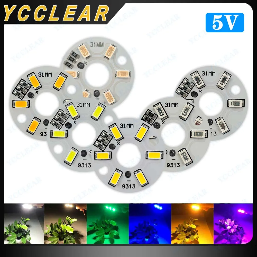 10PCS LED 3W 5V Color Lamp Bead Light Board Bulb SMD5730 Round Transformation Light Source Dia 31MM White Red Blue Yellow Purple