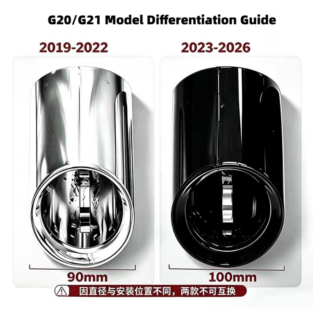 For BMW 3 Series G20 G21 2019-2026 320i 320d 330i 330e OEM Style Exhaust Tip Cover Tailpipe Trim Round Outlet view 2