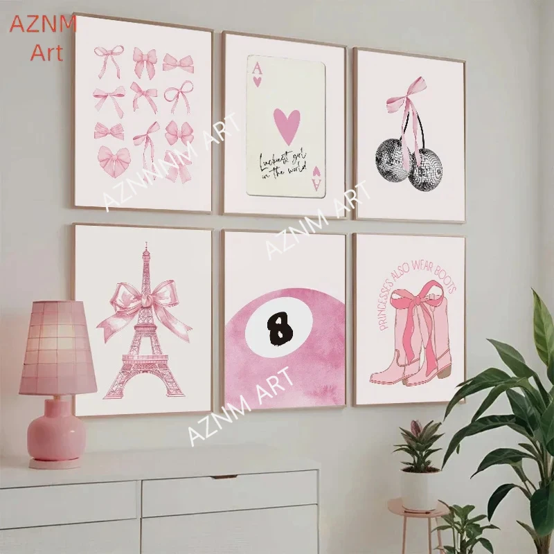 Pink Butterfly Alphabet Girl Heart Art Poster Edgy Trendy Girls Room Aesthetic Modern Home Decor Canvas Painting Wall Art