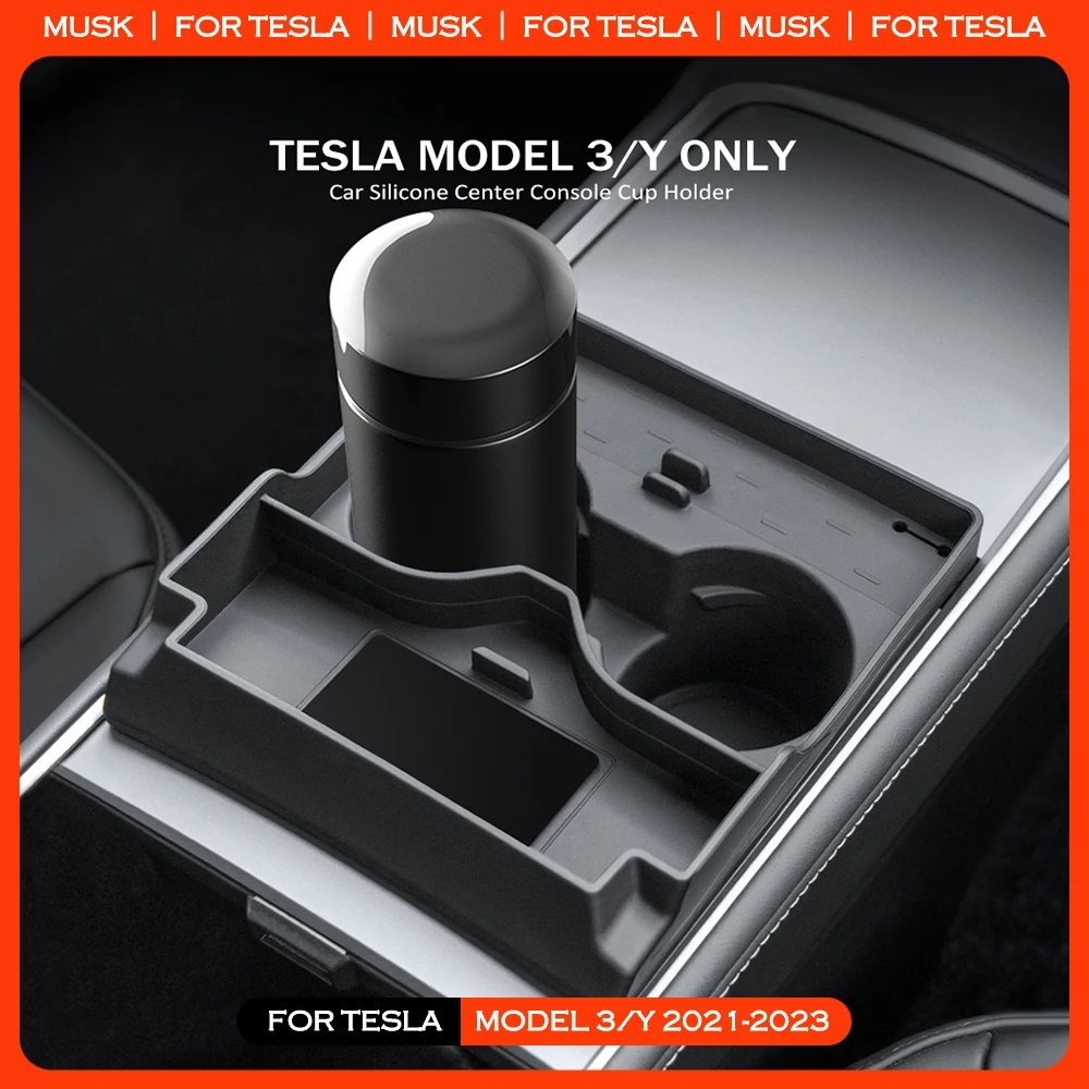 

For Tesla Model 3 Y 2023 2022 Center Console Cup Holder Silicone Storage Cover Tray Sun Glasses Card Organizer Car Accessories