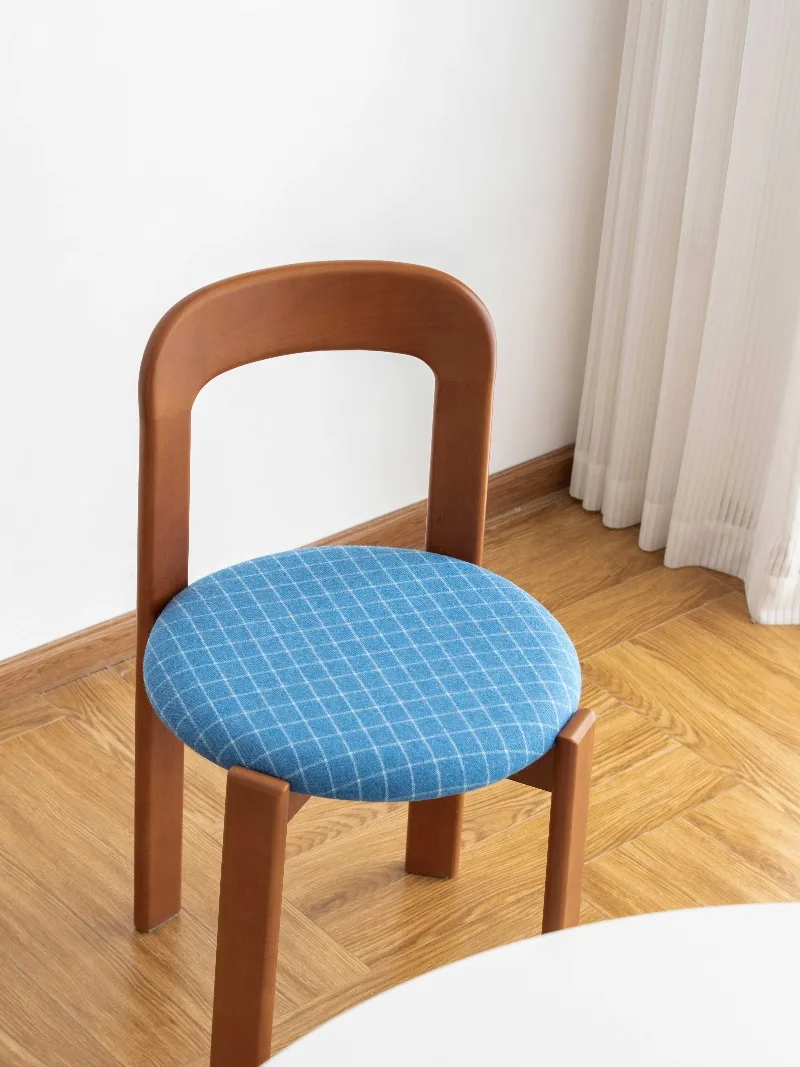 Home Solid wood backrest Internet celebrity Memphis retro dining chair designer chair