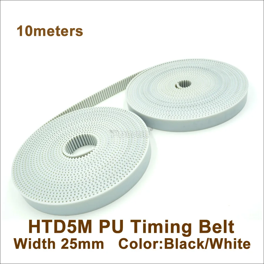 POWGE 5M Synchronous Belt W=25/35mm HTD5M PU Open Timing Belt Polyurethane With Steel Core HTD 5M Belt 5M-25