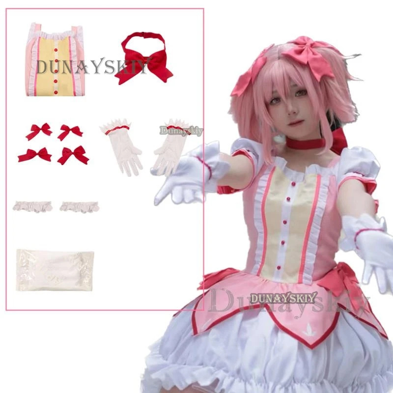 Cosplay Anime Kaname Madoka Cosplay Kostuum Magica Kaname Jurk Pruik Kaname Madoka Outfits Voor Comic Con