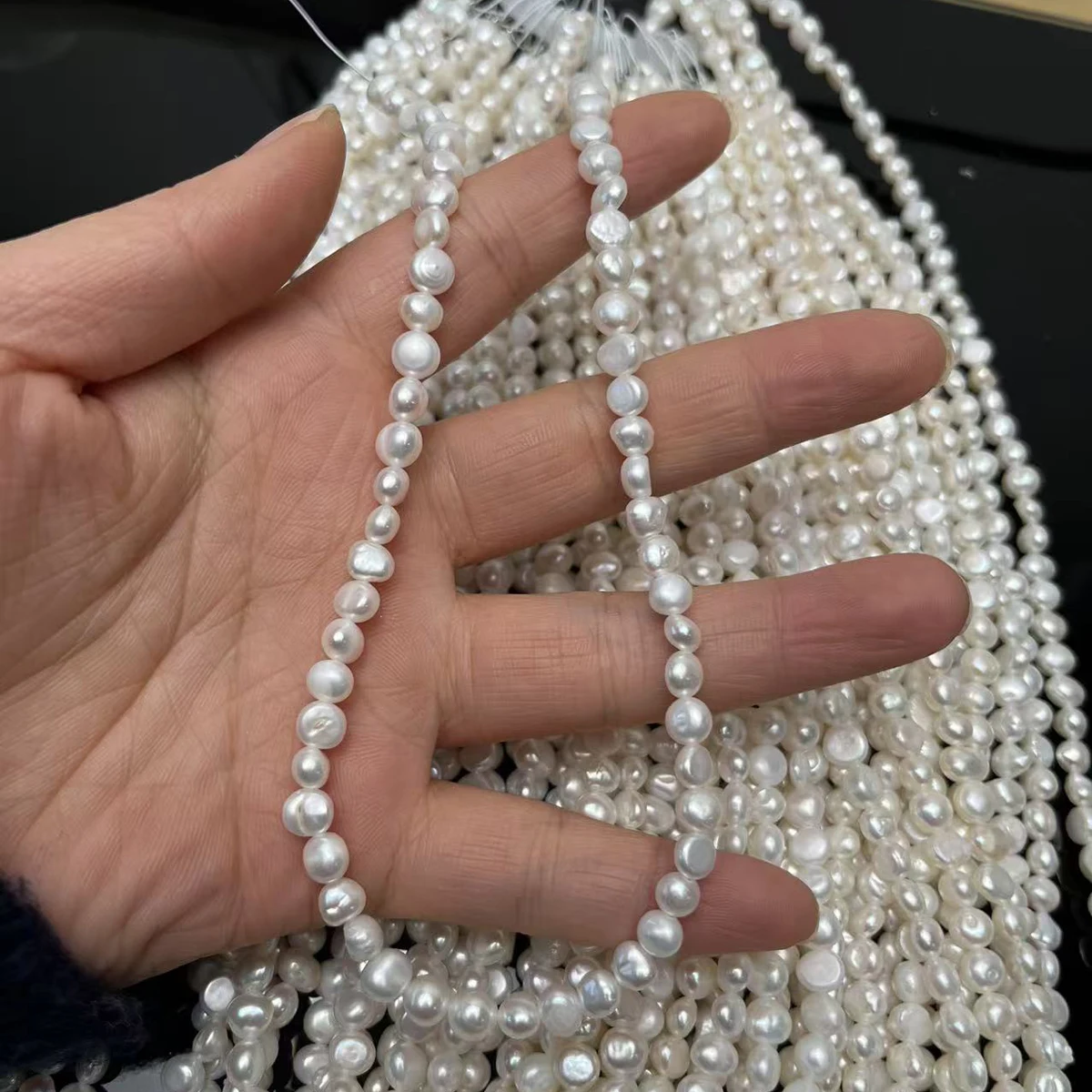 الباروك 5-6 مللي متر حبة لؤلؤ المياه العذبة الطبيعية قلادة صنع المجوهرات أساور يدوية القرط اكسسوارات النساء بالجملة