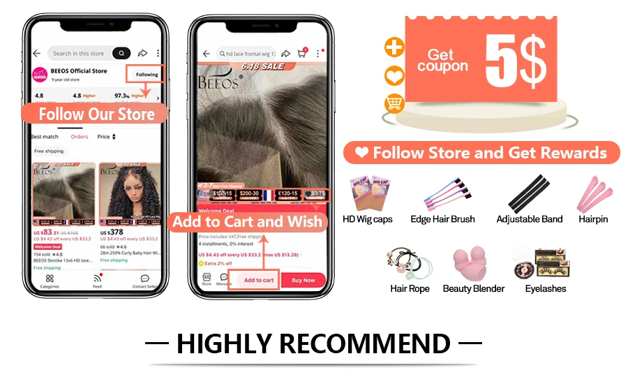 BEEOS Undetectable 13x6 HD Lace Frontal Wig Pre Plucked 13x4 HD Lace Full Front Human Hair Wigs For Women Bone Straight Wig 34in
