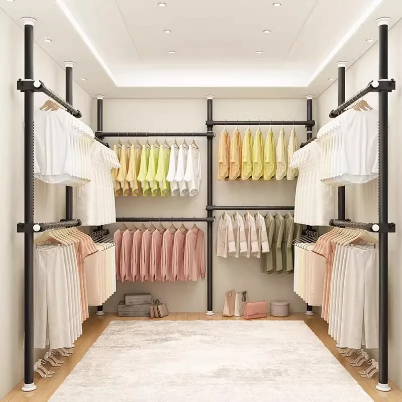 Floor-to-ceiling Retractable Coat Rack DIY Cloakroom Standing Large Clothes Hanger Wall Hanger Home Storage Rack 옷걸이 스탠드 행거