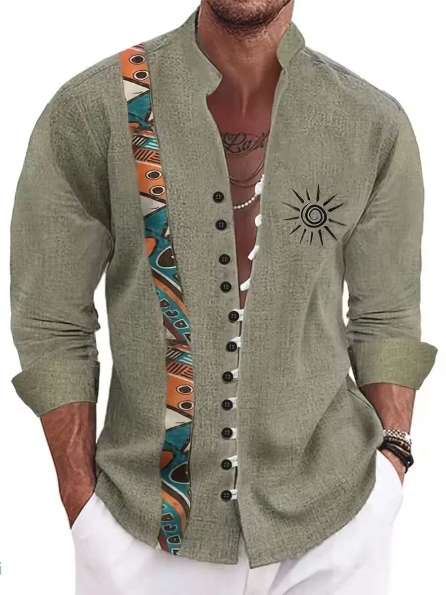 11 new colors of men's fashionable long-sleeve casual street style summer comfortable Hawaiian linen shirts with fast delivery