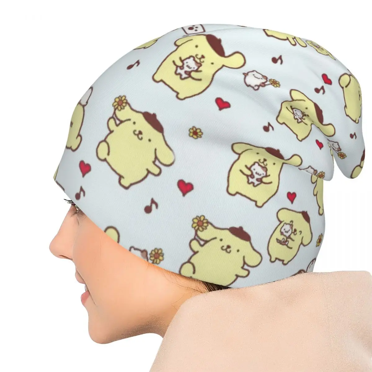 بوم بوم بورين الكرتون نمط قبعات بارد الخريف الشتاء في الهواء الطلق Skullies قبعة صغيرة الربيع الدافئة ذات الاستخدام المزدوج بونيه القبعات #5