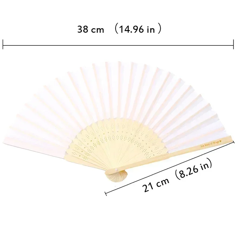 50Pcs Personalized Engraved Folding Silk Hand Fan with Gift Bag, Elegant and Personalized, Custom Wedding Fans Decorate