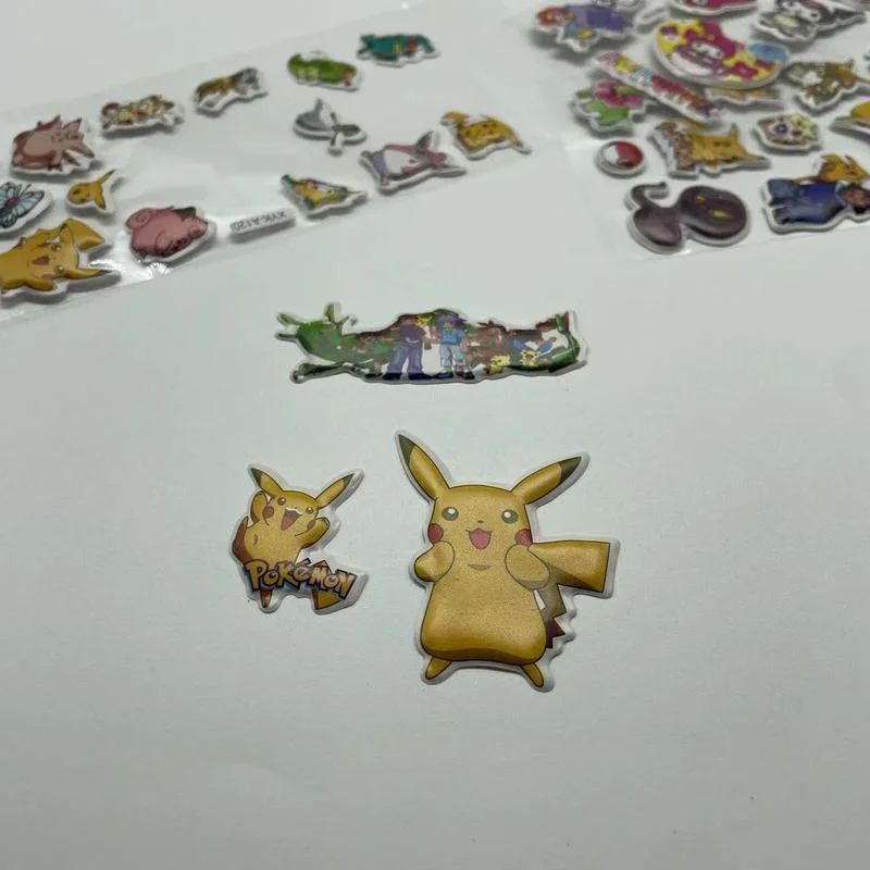 10PCS Kawaii 3D Puffy Bubble Hello Kitty Stickers Anime Kids Toddler Toy Decals Classic Pokemon Cartoon Vinyl Sticker Aesthetic