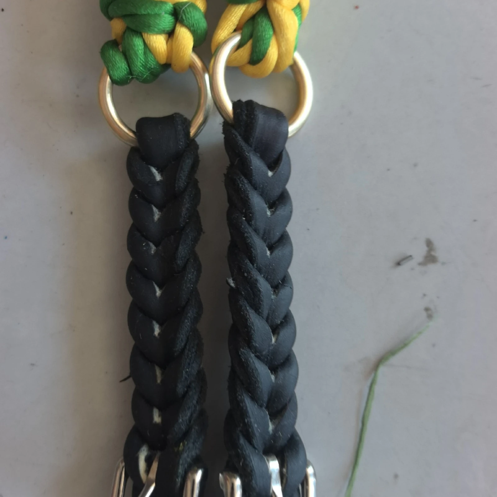 braided-bridle-rein-green-and-yellow-bridle-reins-looped-rein-accessory-leather-like-headgear-easy-to-use