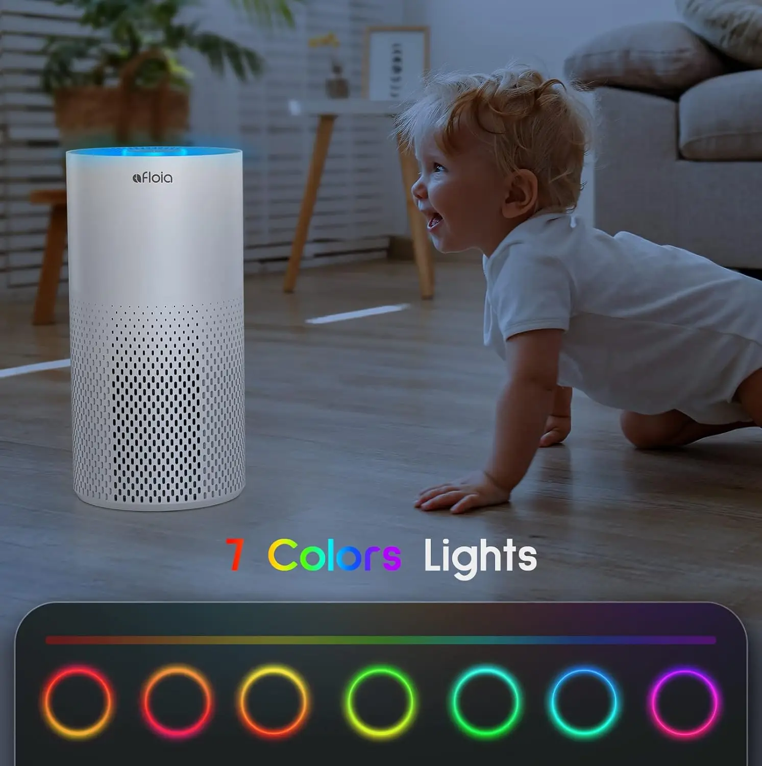 Air Purifier And Humidifier Combo For Home, 22Db| 7 Colors Night Air Purifiers 2 In 1 With Remote Control