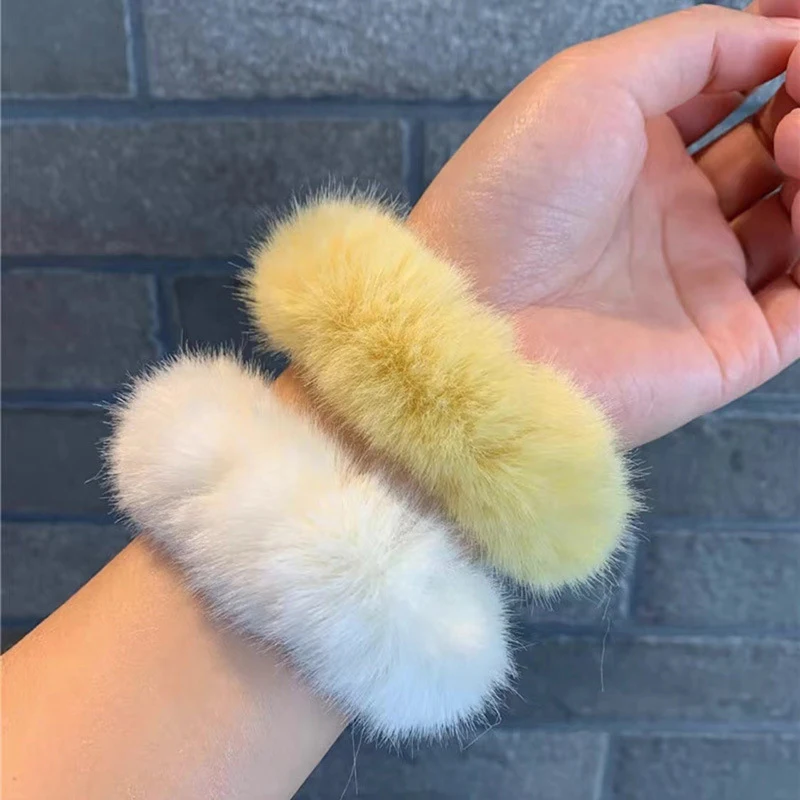 1PC Fluffy Warm Autumn Winter Elastic Hair Band Scrunchies Large Intestine Hair Ring For Women Girls Plush Hair Rope Hairwear