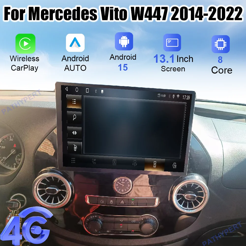 

13.1" Android 15 For Mercedes Vito W447 2014-2022 Car Multimedia Player Radio Carplay Screen Auto Wirreless GPS Navigation DSP