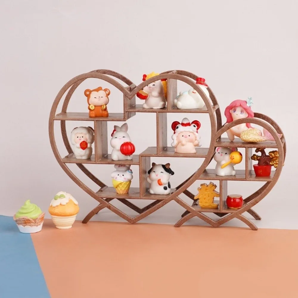 Mini Dollhouse Storage Rack DIY Accessory Storage Function Dollhouse Shelf Love Heart Shape Mini Furniture Dollhouse Decoration