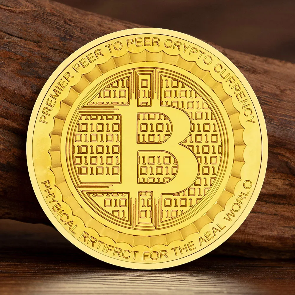 Pièce de collection plaquée or Bitcoin, crypto-monnaie peer-to-peer, réplique physique de référence pour le monde entier