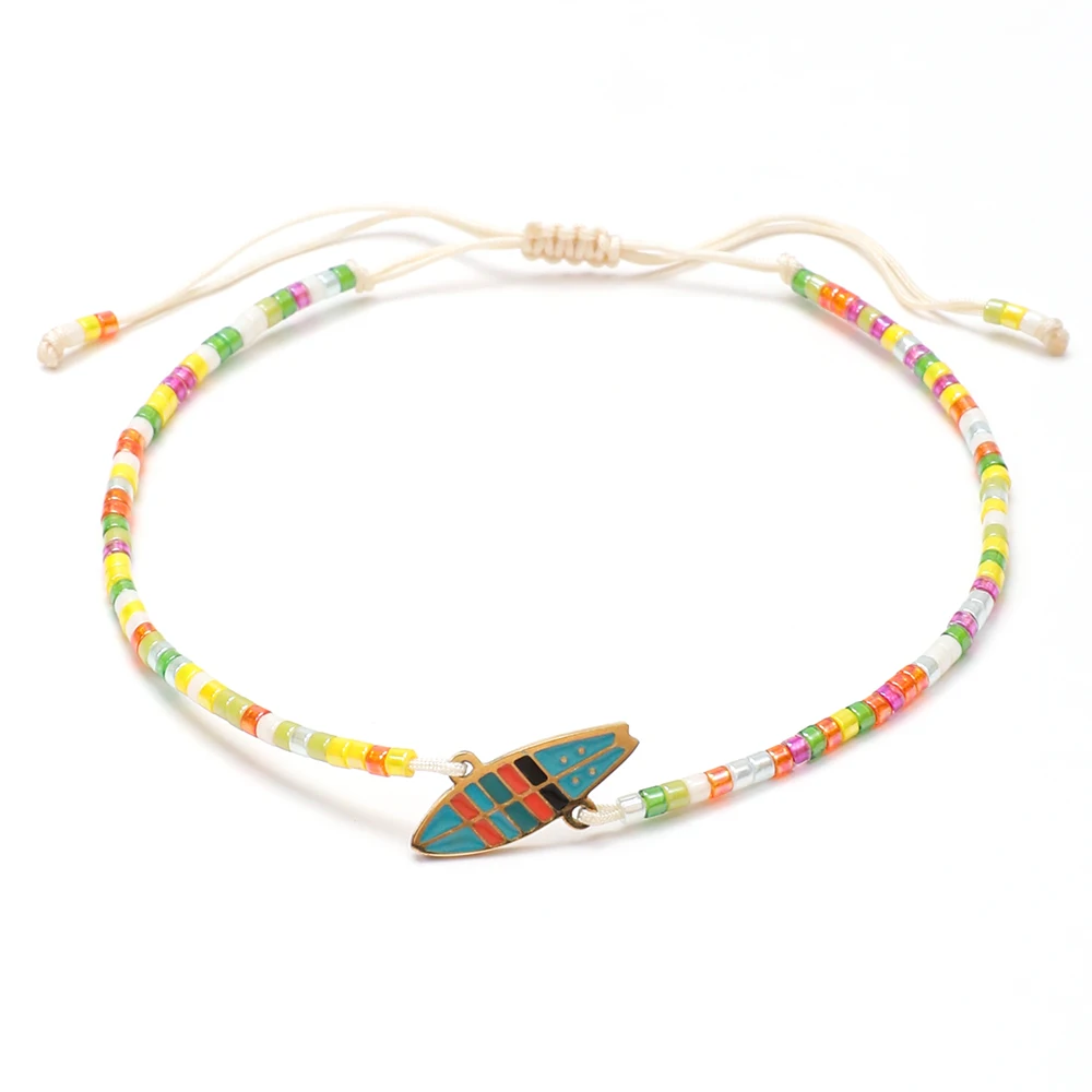 ZMZY New Cute Miyuki Bracelet Handmade Style Bracelet for Women Surfboard Charm Beach Jewelry Pulseras Summer