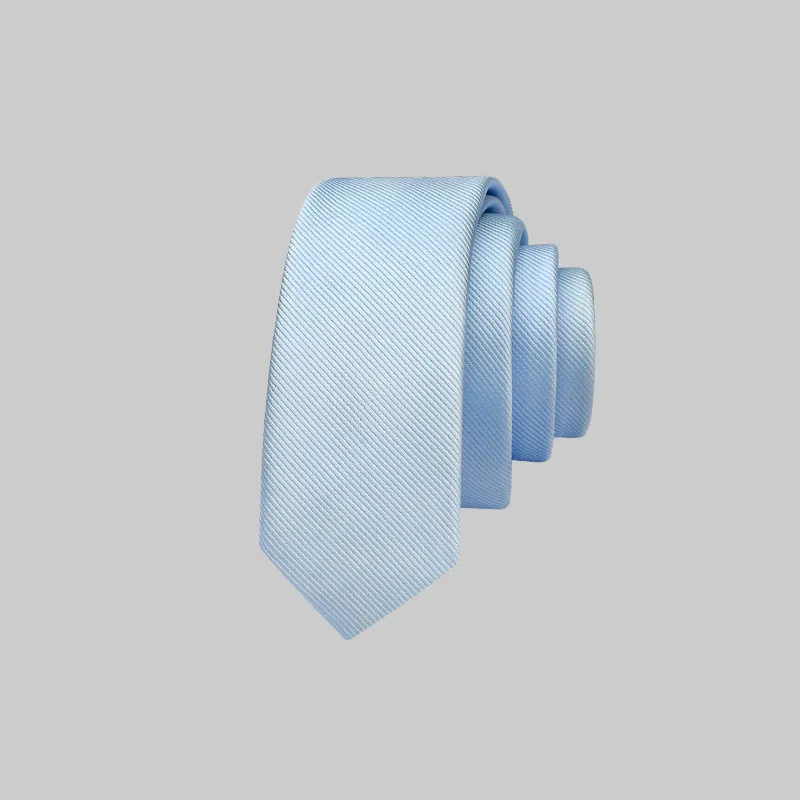 

High Quality Solid Color Fashionable Casual Light Blue Men's Narrow Version 4CM Slim Fit Shirt Accessory Banquet Hand Tied Tie