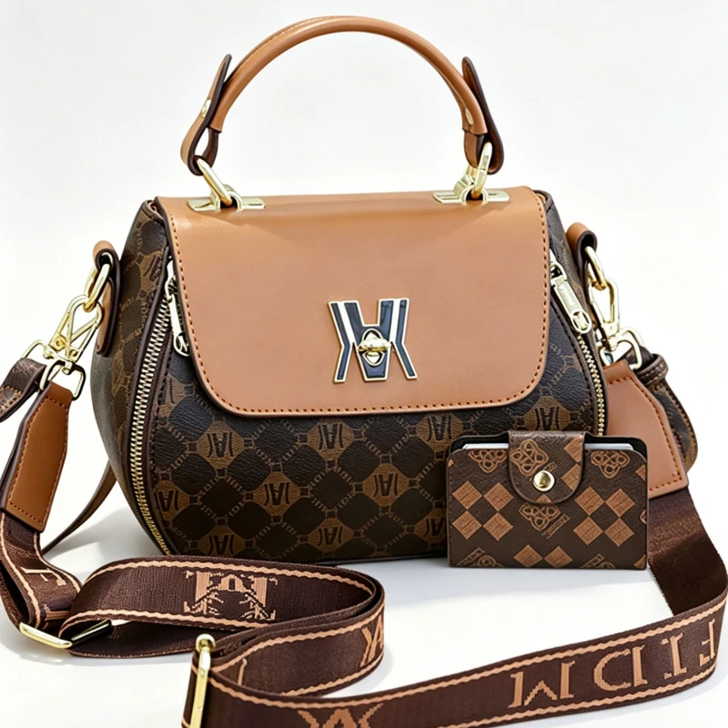 

Women's bag with letter print, round shoulder bag, suitable for shopping, commuting and dating, ladies' single-shoulder