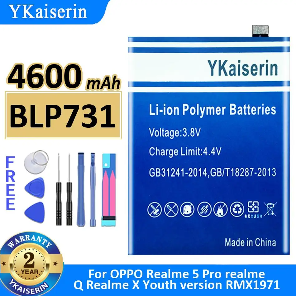 

Надежная замена аккумулятора для Oppo Realme 5 Pro, Realme Q, Realme X Youth Version RMX1971, мобильный телефон, 4600 мАч, BLP731