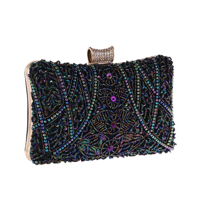 

Apricot Pearl Evening Clutch Purse Luxury Women Handbag Handmade Wedding Party Shoulder Bag