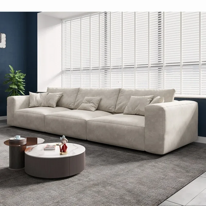 

Technology cloth tofu block sofa living room simple modern small apartment concubine combination straight row Nordic