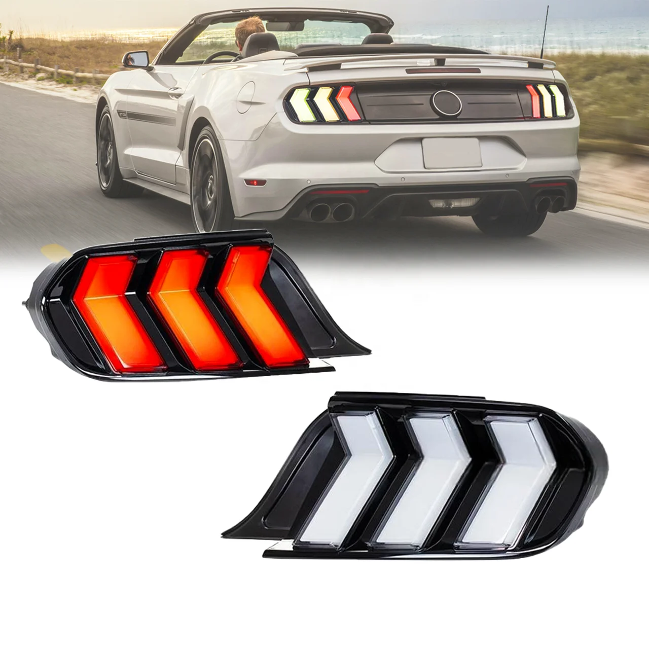 

Светодиодный задний фонарь RGB для Ford Mustang с последовательными указателями поворота, задние фонари 2015, 2016, 2017 г., задние фонари, задние фонари