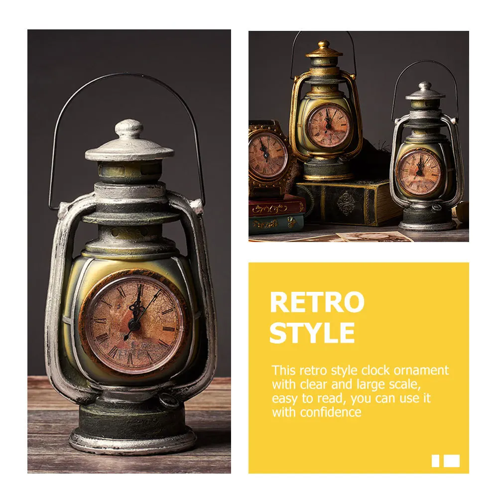 

Retro Vintage Lamp Clock Resin Desk Clock Operated Decorative Tabletop Home Living Room Decor
