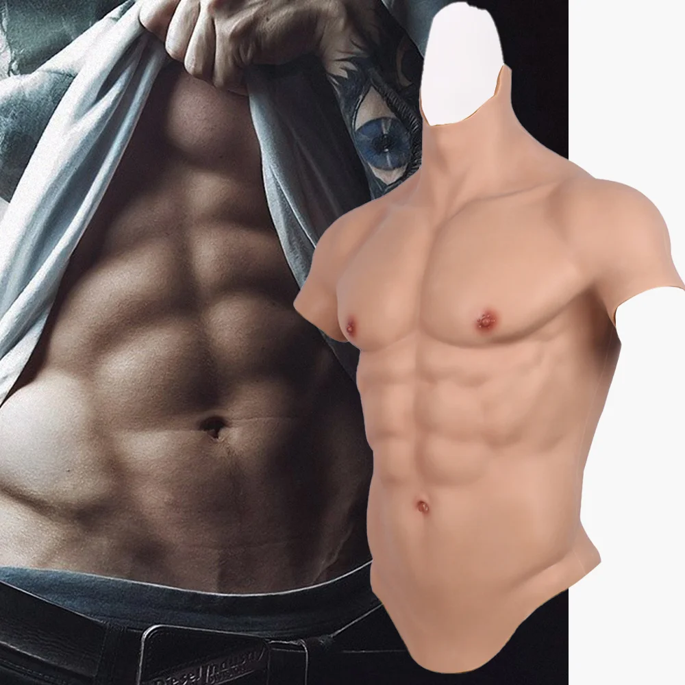 Tgirl Realistic Muscle Male Costume Fake Belly Men's Chest Crossdresser Macho Silicone Artificial Simulation Body Hombre COS