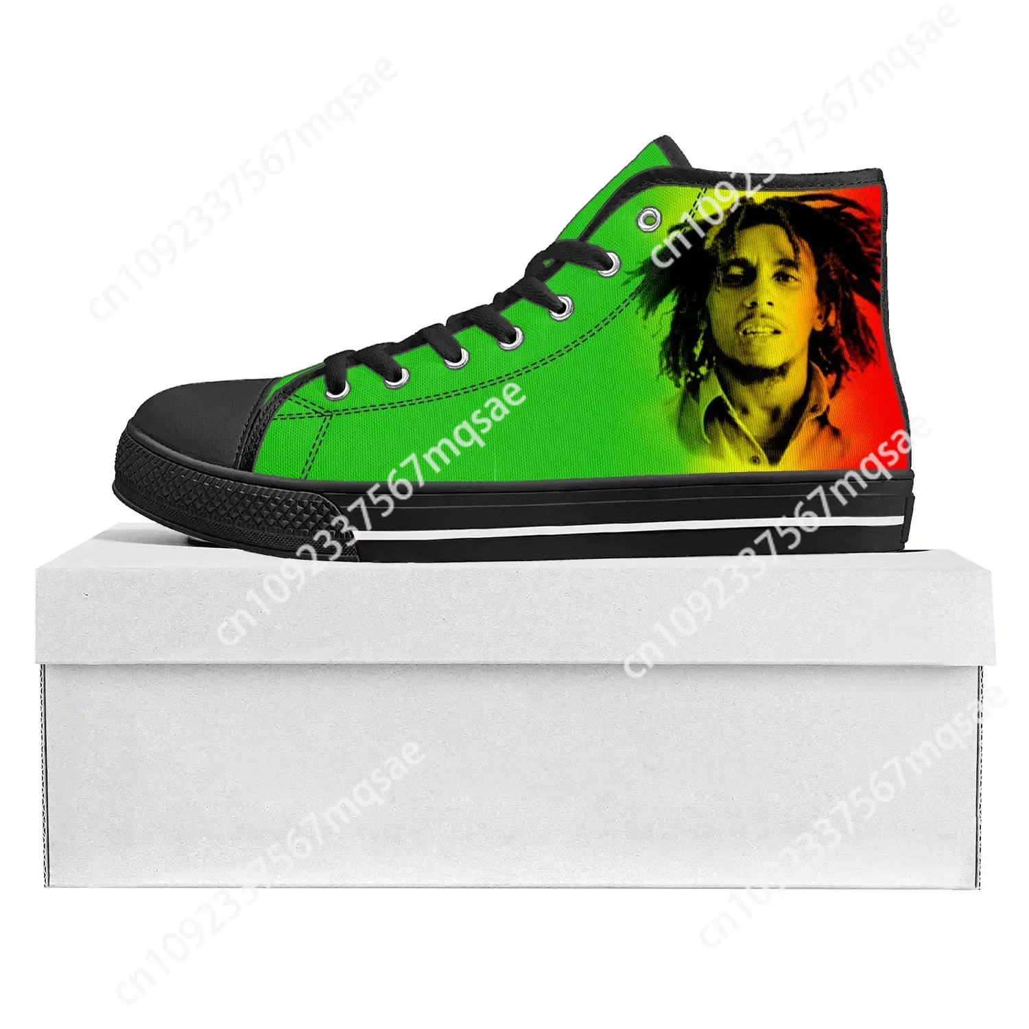 

Reggae Rock Music Star Bob Marley High Top High Quality Sneakers Mens Womens Teenager Canvas Sneaker Couple Shoes Custom Shoe