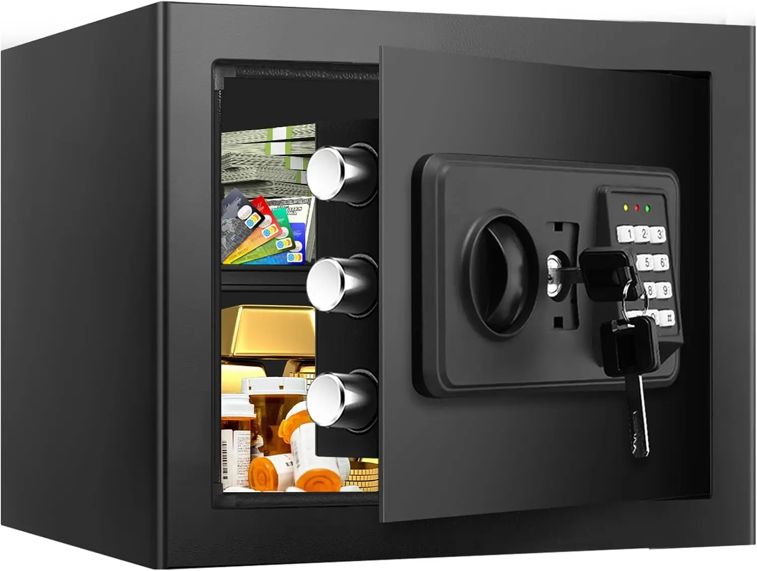 

Огнестойкий и водонепроницаемый сейф объемом 1,2 куб. фута с цифровой клавиатурой, сигнализацией против кражи и съемной полкой для ценных вещей дома