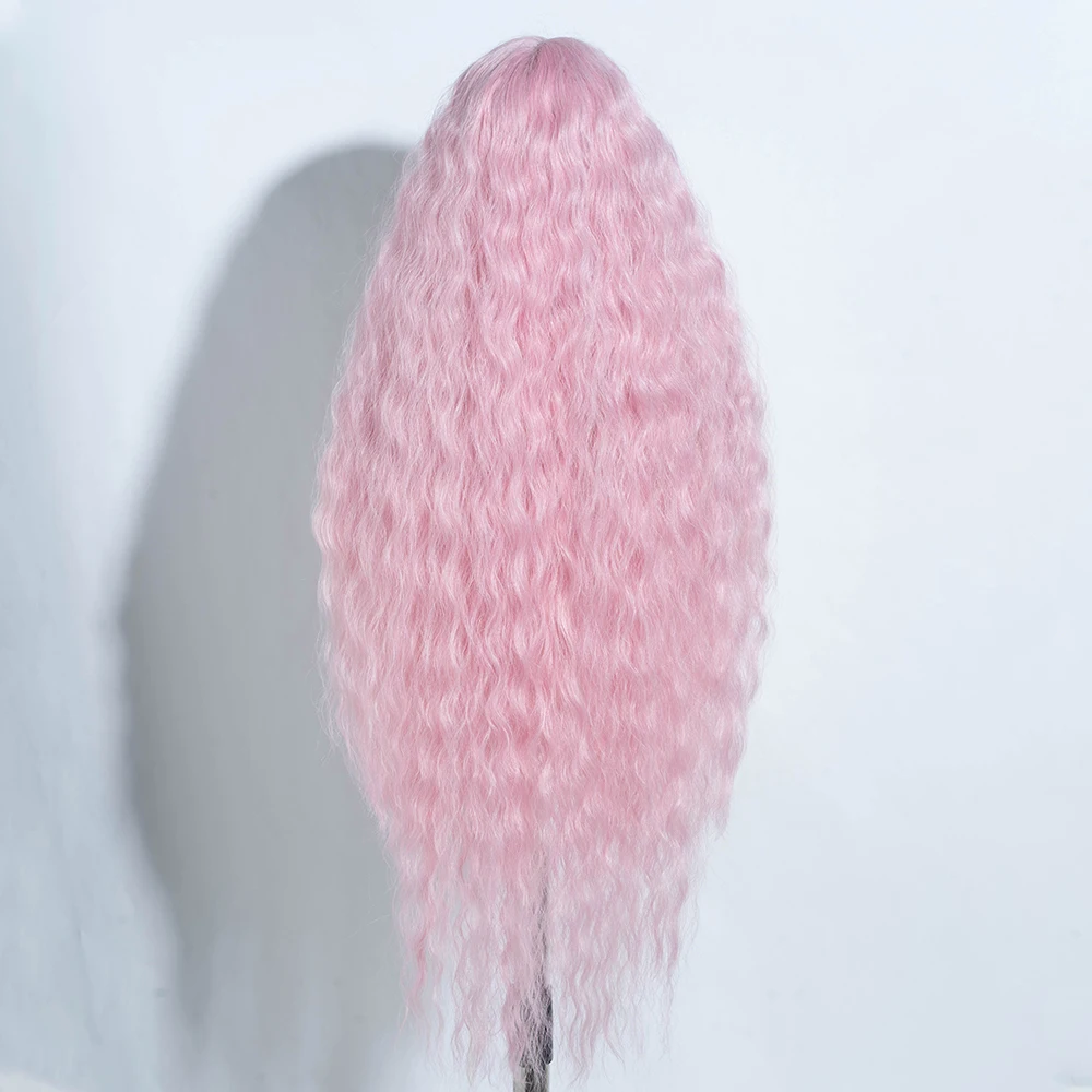 Synthetic Cosplay Lace Front Wigs For Black Women Long Curly Hair 42 Inch Cosplay Pink Ombre Lace Front Wig Synthetic Lace Wig