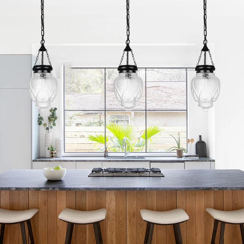 Glass Pendant Lights For Kitchen Island Dining Room Entrance Hanging Lamps For Ceiling Farmhouse Suspension Luminaire Over Sink