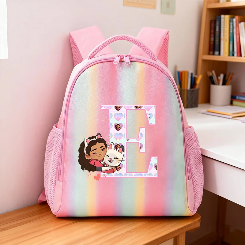 

Рюкзак для кукольных домиков Gabbys с рисунком буквы A-z, школьный рюкзак для детского сада, розовые студенческие принадлежности для девочек, сумки, большой милый рюкзак, подарок