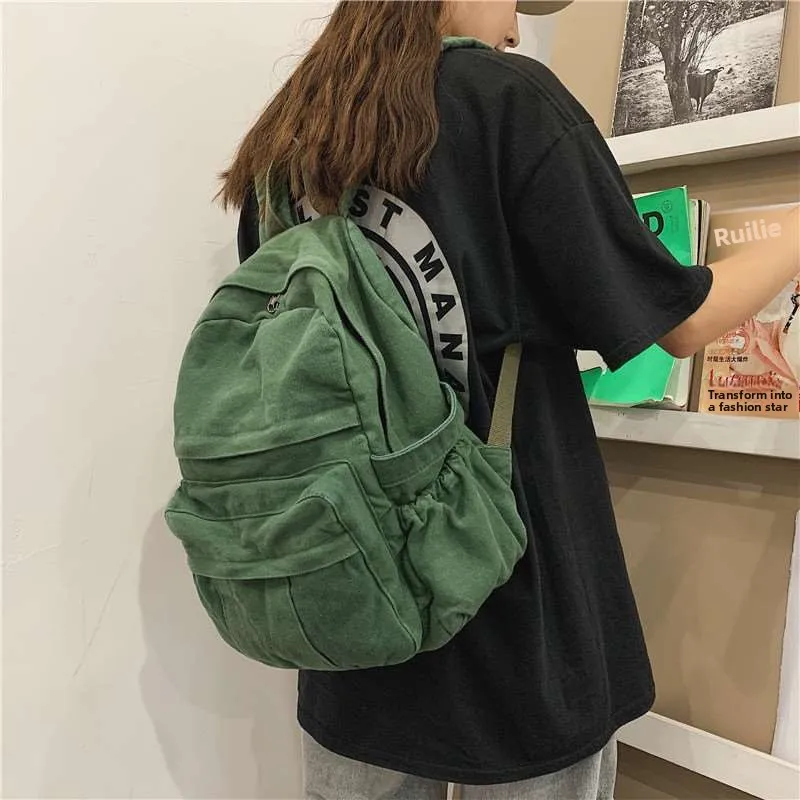 

Женская винтажная большая школьная сумка Hong Kong Sle Ins Faion, однотонная складная сумка через плечо для путешествий