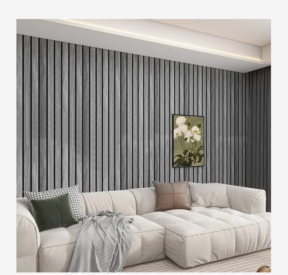 Self-Adhesive Wood Grain Wall Panels, Waterproof 3D Grille Sticker for TV Background, Living Room Bedroom Home Decor