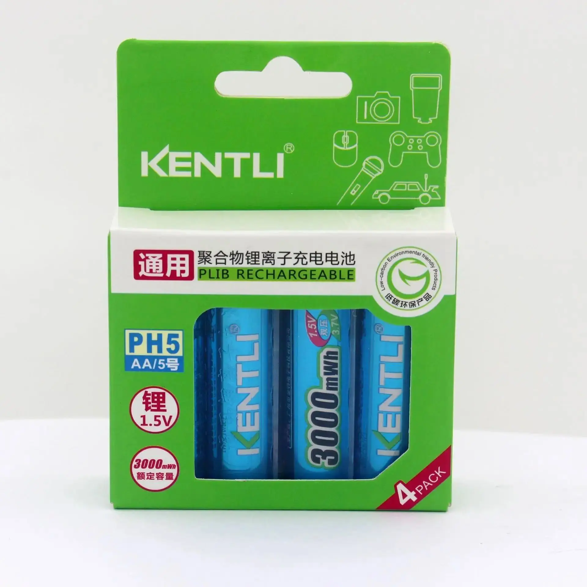 4pcs KENTLI AA 1.5v 3000mWh Li-polymer lithium rechargeable AA battery + Charger