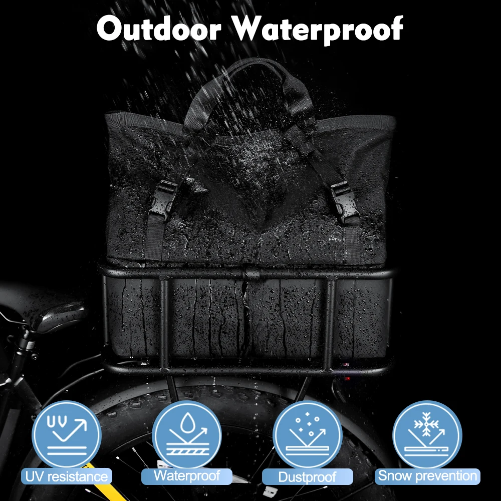 NEWBOLER E-Bike Gepäckträgertasche aus Eisen, Große Kapazität Fahrradkorb für Outdoor-Reisen, Einkaufen, MTB und Rennräder – Detail 11
