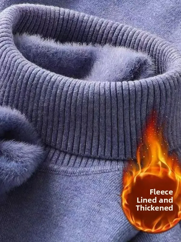 Suéter Masculino Casual de Tricô com Gola Alta For de Lã, Estilo Jovem, Corte Reto, Roupa de Inverno ssa