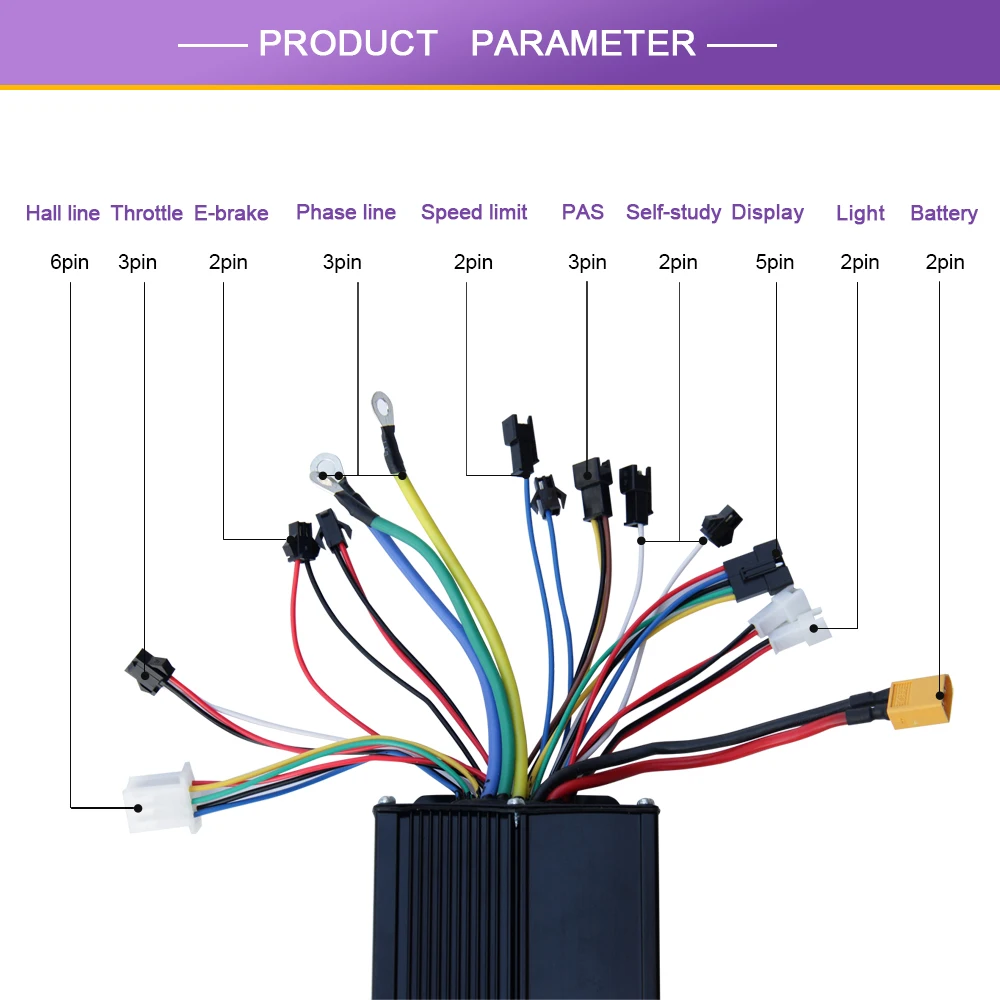 40A E-bike Sine Wave Controller 3 Mode Electric Bicycle Brushless Controller 36V 48V 1000W-2000W