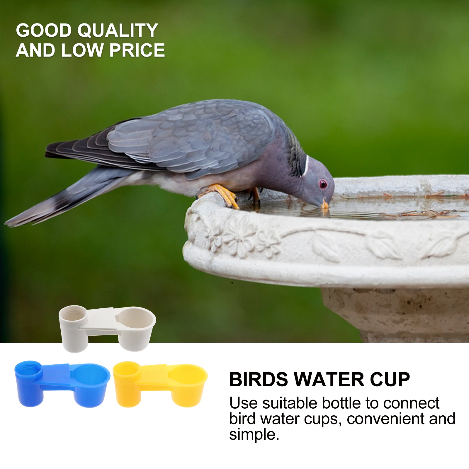 

15pcs Pigeon Water Dispenser Environmental Plastic Odorless Pet Bird Drinkers Premium Cage Waterer Double Ports Birds Waterer