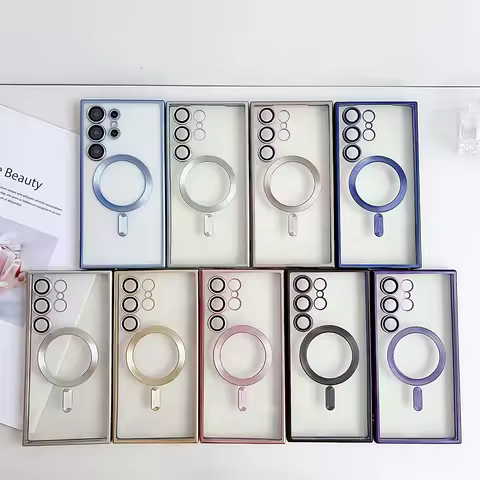 Luxury Plating for Magsafe Magnetic Wireless Charging Case for Samsung Galaxy S25 S24 S23 S22 S21 FE Plus Note 10 20 Ultra Cover